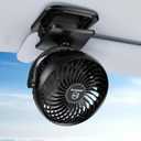 Shinebella AA Battery Car Clip Fan with Aromatic Feature for Sun Visor, 4 Speeds, 5V USB Desk Fan for Stroller, 5'' Small Cooling Vehicle Fan for Headrest/Golf Cart, Quiet, Batteries Not Included