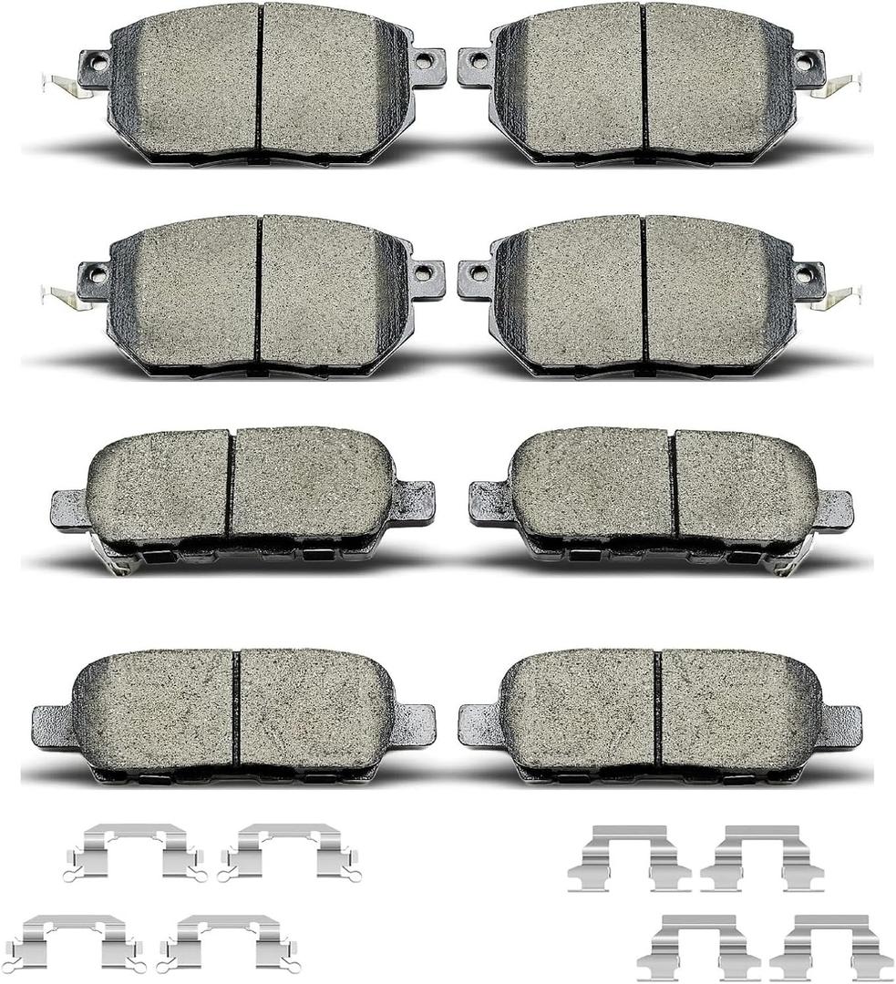 D905 D969 8pcs Ceramic Front Rear Brake Pads Sets With Clips Fit For 2005-2006 Nissan Altima,For 2004-2008 Maxima,For 2003-2007,2009-2012 Murano,For 2003-2005 Infiniti FX35/FX45