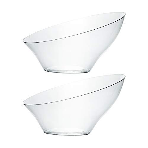 PLASTICPRO Disposable Angled Plastic Bowls Round Medium Serving Bowl, Elegant for Party's, Snack, or Salad Bowl, Clear Pack of 6