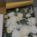 Faux Arch Flower Swag Set of 2 for Wedding Welcome Signs Floral Swag Wedding Reception Ceremony Signs Decor (White)