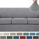 Turquoize 4 Piece Sofa Covers for 3 Cushion Couch Sofa Slipcover Soft Couch Cover for Dogs-Washable Sofa Furniture Covers with 3 Individual Cushion Covers, Feature Jacquard Fabric(Dove)
