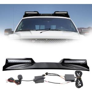 Running Lights Compatible With 2009-2014 Ford F-150 Universal Front Top Roof Mounted Driving Fog Light Lamps With Switch And Wiring Harness, Black Frame Clear Lens