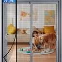LONGEAS Magnetic Screen Door Mesh Left Right Side Opening Upgraded PET Material Mesh Stronger Than Fiberglass and Polyester,Keep Bugs Out,Pet & Kid Friendly,Hands Free,Fit Door Size 72" X 96" (Black)