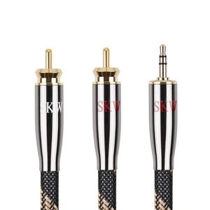 SKW Audiophile Ultra-high Purity Copper Audio Cable 3.5mm Male to 2 RCA Male Audio Auxiliary Stereo Y Splitter Adapter Cable 32.8ft/10M (32.8ft/10M, Black)