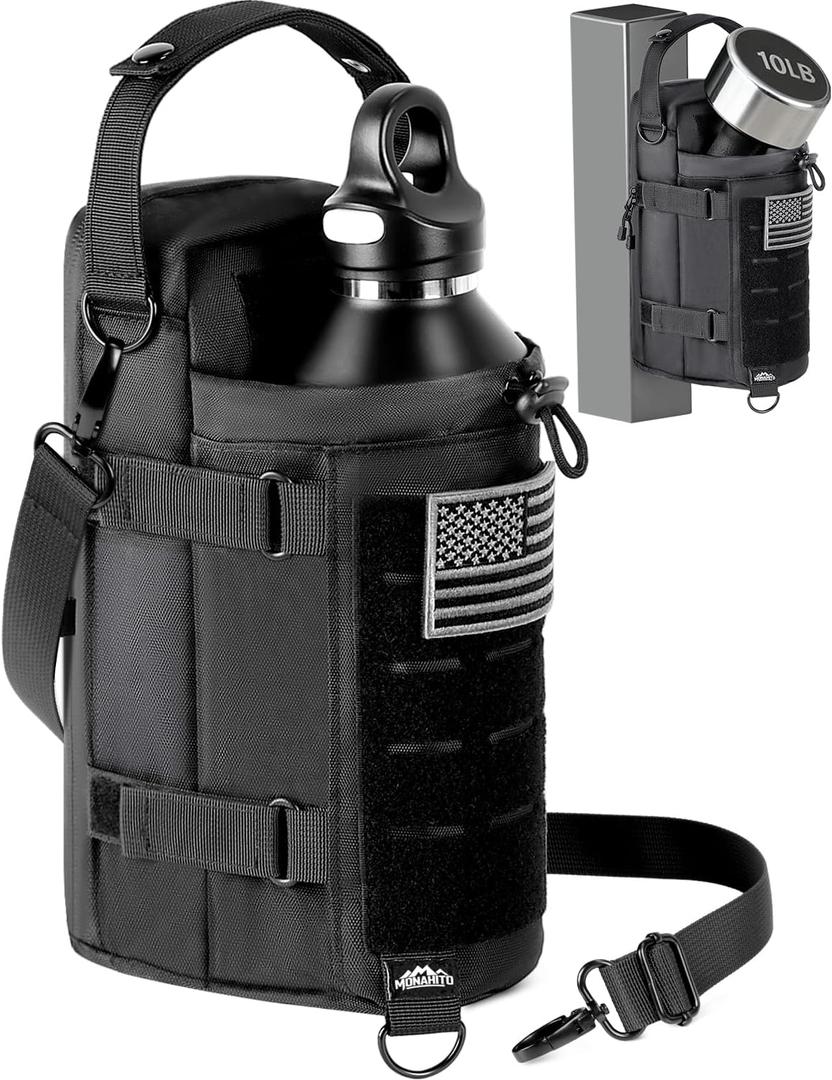 Magnetic Gym Bag for Men - Water Bottle Carrier Holder Bag with Shoulder Strap, 4 Built-in Magnets Gym Gifts for Men (Tactical Black)