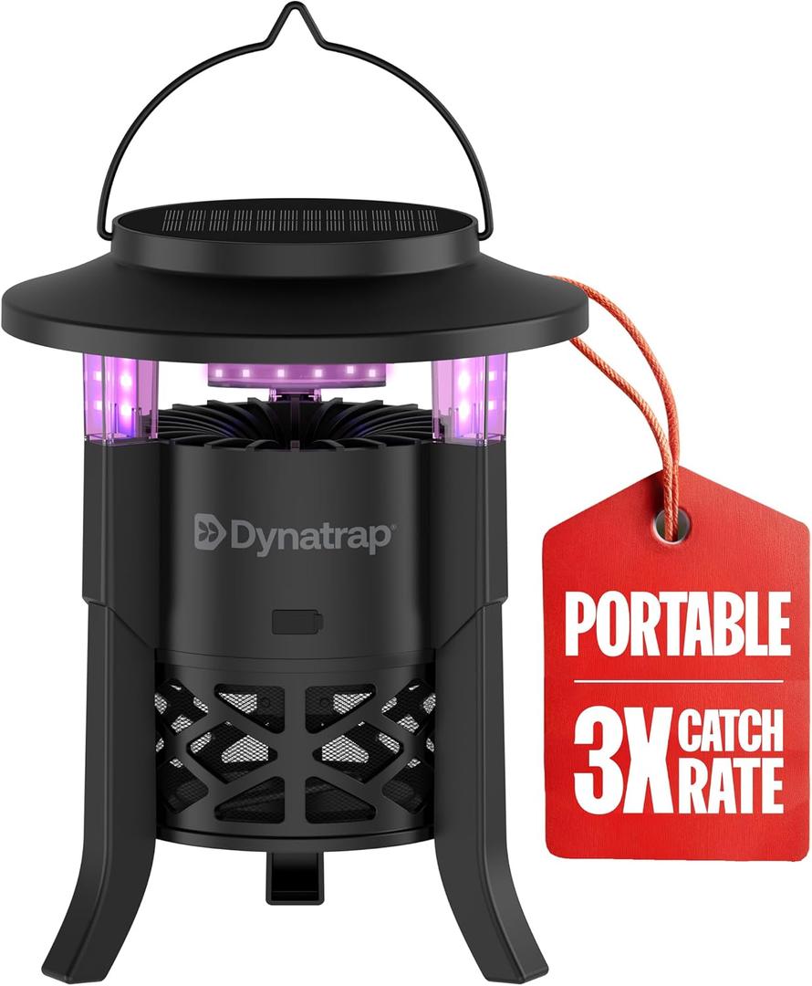 Dynatrap Portable Outdoor Bug Trap, 1/4 Acre, UV LED Light, Chemical-Free
Mosquito, Fly, Gnat, Moth, Wasp Trap, Bug Zapper Alternative, Rechargeable Flying Insect Catcher, Cordless/Solar Capability