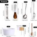 Charcuterie Boards Accessories(29 PCS) Cheese Spreaders for Charcuterie Board Mini Serving Spoon Fork Tongs Blank Toothpick Flags Bowl