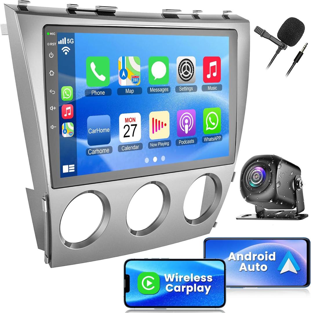 4GB RAM+64GB ROM Car Radio for Toyota Camry (2006-2011 with Manual A/C),10 Inch Camry Stereo Support Wireless Carplay&Android Auto, Bluetooth&Voice Control,FM Radio