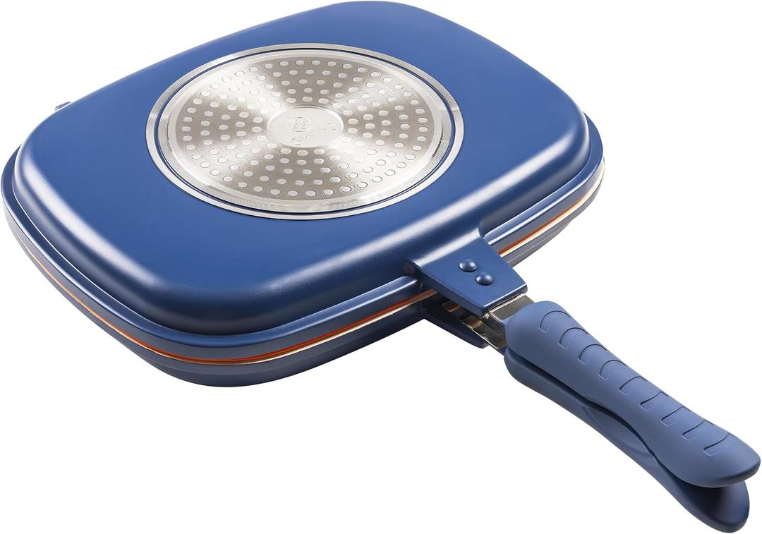 Mundial 12-Inch Take-A-Part Double Skillet – Nonstick Ceramic Coated Frying Pan for All Stovetops (Gas, Electric, Induction, Ceramic) – Dishwasher Safe with Extra Silicone Seal