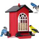 Gbekery Squirrel Proof Bird Feeder for Outdoors,5LB Large Capacity,Metal Wild Bird Seed Feeder with Bilateral Weight-Activated Perches for Outside Hanging,Finch,Cardinal,Blue Jay,Garden Decoration,Red
