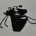 ZAFUL Women's Bikini Sets Ribbed Two Piece Swimsuits Underwire Adjustable Back Clasp Bathing Suit Side Tie Thong Swimwear (Black), Small