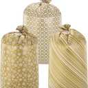 JOYIN 3 PCS 56x36 Jumbo present Bags Parties Gold for Xmas Large Holiday Plastic Gift Bag, Christmas Decorations, Carry-on Luggage, Large Toys and Stuffed Animals