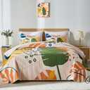Yogeneg King Quilt Bedding Set, Green Yellow Botanical Pattern White King/ Cal King Quilt Set, 3 Piece Lightweight Soft Summer Bedspread Coverlet with 2 PIillow Shams, All Season(White, 110"x96")
