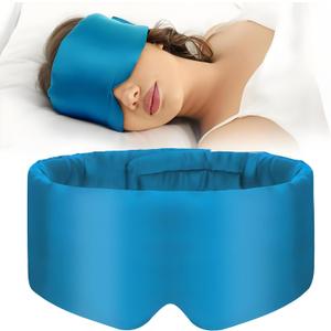 Silk Eye Mask for Sleeping, 100% Natural Silk Sleep Masks for Women Men, Soft Pressureless Cooling Blackout Satin Eye Mask Fits All Heads with Adjustable Strap for Home & Travel (Auqa Blue)