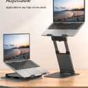 Nulaxy Height Adjustable Laptop Stand for Desk, Dual Foldable Aluminum Computer Riser, Pull Out Design Ergonomic Sit to Notebook Holder Convertor, Compatible with All 10-17" Laptops, Tablets, Gray