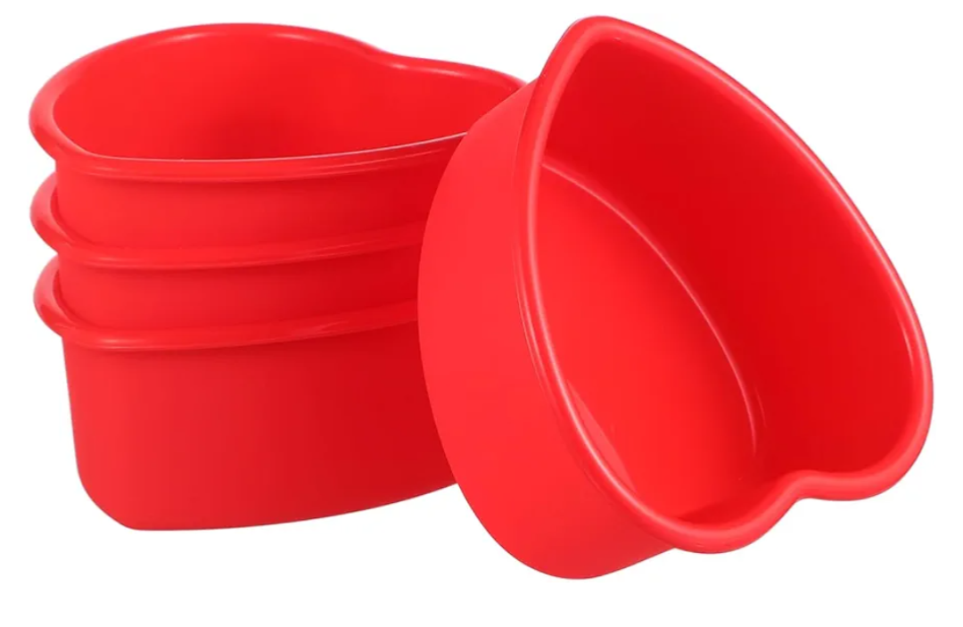 6pcs Heart Silicone Cake Molds Nonstick Mini Cake Pans for Oven Fryer Freezer for Baking Desserts Chocolates Puddings Food Grade Silicone for Valentine Day