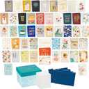 Hallmark All Occasion Boxed Set of Assorted Blank Greeting Cards with Card Organizer (Pack of 100)Birthday, Thank You, Congratulations, Wedding, Baby, Thinking of You, Sympathy