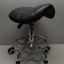 YEEZEE Saddle Stool Ergonomic- Comfortable Rolling Saddle Stool with Wide Thick Saddle Seat Padding, Swivel Adjustable Saddle Chair with Wheels and Ring Pedal for Medical Massage Salon (Dark Black)