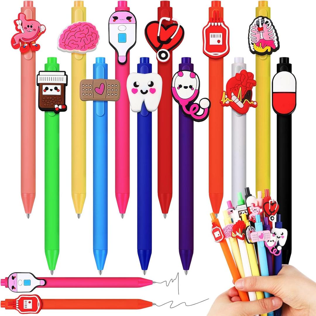 48 Pcs Nurses Pen Appreciation Gifts Cute Medical Assistant Gifts Gel Pen Black Ink Retractable Novelty Cartoon Ballpoint Pens for Students CNA RN MA Nurses Doctors Office Accessories