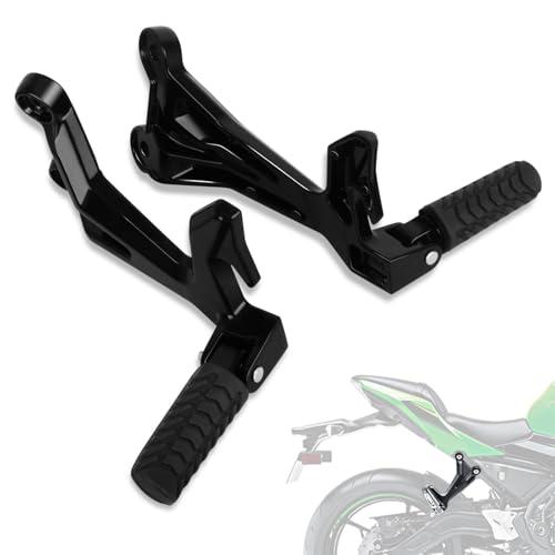 FOVPLUE Rear Passenger Footrests Foot Pegs w/Brackets for Kawasaki Ninja 650/Z650 2017-2025,Black