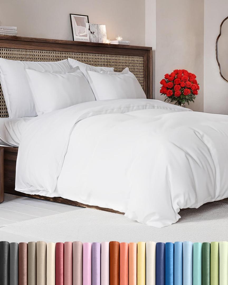 Duvet Cover King Size - Extra Soft King Size Duvet Cover - Lightweight, Breathable & Cozy - Easy Care & Fade Free with Zipper Closures & Ties - 104" x 90" Inches - (White) Comforter Not Included