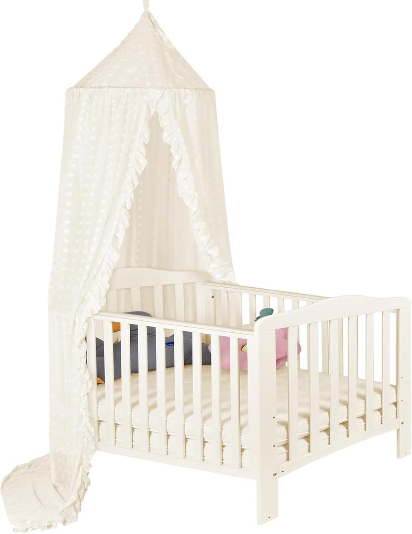 Princess Bed Canopy for Girls - Crib Canopy for Bed - Mosquito Net for Bed, Kids Bed Canopy with Princess Room Decor for Girls Bedroom,Children's Reading Room Decor (Beige)