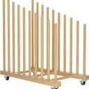 Art Storage Rack with Caster Wheels, 9 Section Wooden Art Canvas Storage for Frames and Drawing Board, Printed Matters, Paper Pads for Studio, Gallery, Art Exhibition
