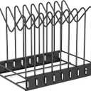 Desk File Organizer, 8 Slots Metal File Sorter Magazine Holder Document Rack, Desktop Bookshelf Organizer for Office School Home, Black