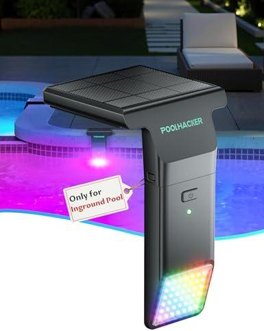 POOLHACKER Solar Pool Lights Only for Inground Pool, 10-Color 4-Mode Light Sensing LED, Underwater Lighting with Timer Off, Submersible Lights with Remote, Waterproof Design, 1 Pack
