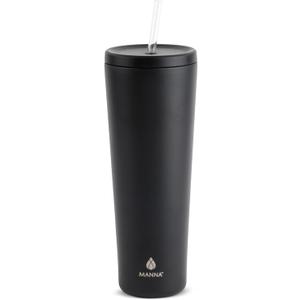 Manna Ranger Double-wall Insulated Stainless Steel Tumbler with Leak-proof Smart Seal Lid and Reusable Tritan Straw - 40 Oz - Black