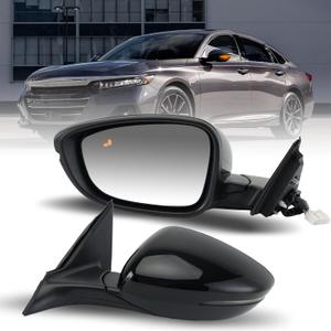 Left Driver Side Mirror Compatible With Honda Accord 2018-2022 with Turn Signal Light Power Glass Heated with Blind Spot Detection 8-Pins Replaces 76251TVAA31ZJ | 76258TVAA42