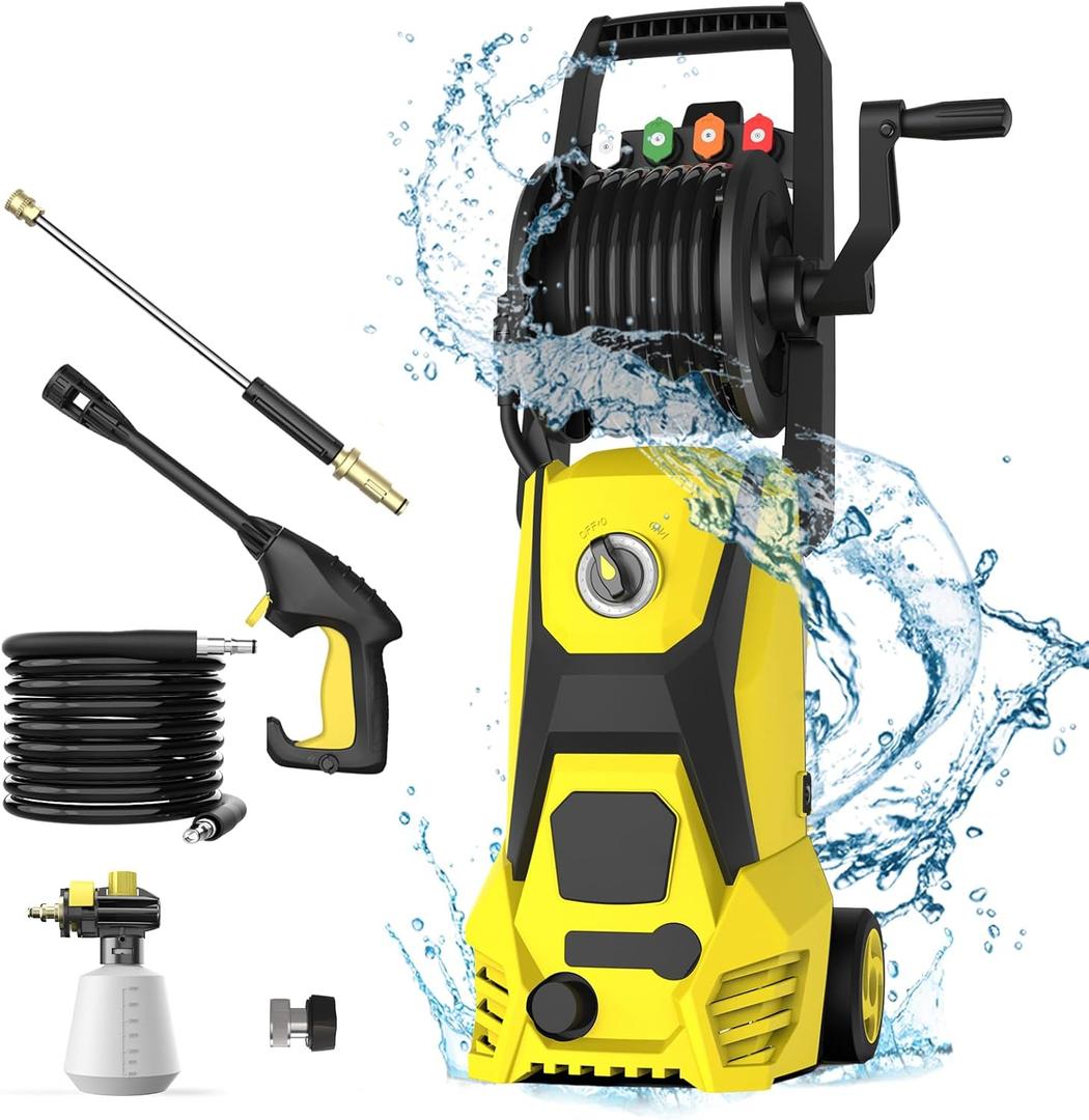 Electric Pressure Washer - 4500PSI 3.2GPM 20FT Hose 35FT Power Cord 4 Different Tips Power Washer Powerd for Patios