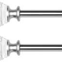 2 Pack Curtain Drapery Rod，Acrylic Square Finials Curtain Rod，3/4'' Diameter Single Deorative Curtain Rod, Adjustable Length from 86 to 120 Inches