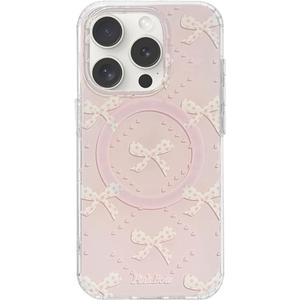 Magnetic Case for iPhone 13/14, Compatible with Magsafe, Cute Bowknot Aesthetic Bow Phone Case PC Protective Cover for Women Girls- Pink