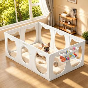 Dog Playpen with Storage Basket, 10 PCS 23.6" H Puppy Playpen