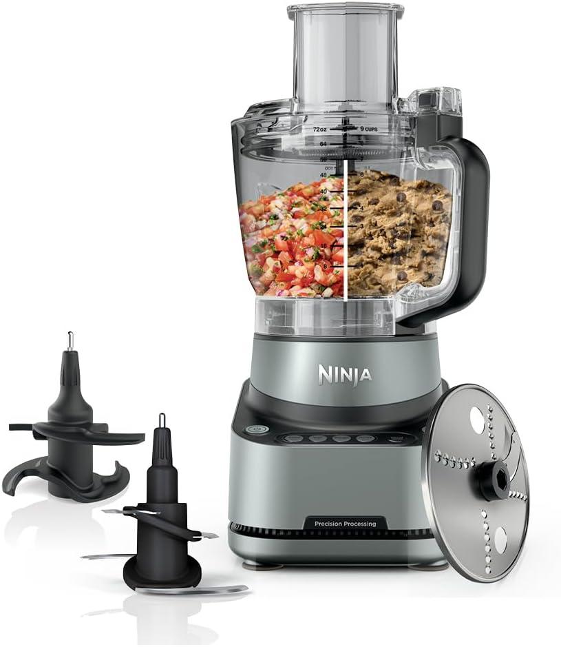 Ninja 9-Cup Food Processor for Kitchen, 1000PW motor, 9-Cup Processing Bowl, Multiple Blades and Adjustable Speed, for Chopping and Slicing Vegetables, Pureeing, and Mixing Dough, BZ601