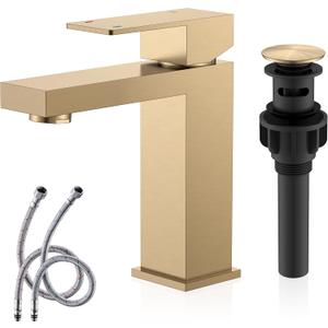 KENES Champagne Bronze Bathroom Faucet 1 Hole, Single Handle Gold Bathroom Sink Faucet, Vanity Faucet with Pop Up Drain and Supply Lines, LJ-9031-CB