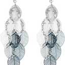 Silver Dangle Earrings For Women Trendy,Boho Cute Drop Western Earings,Vintage Gothic Ethnic Statement Beach Vacation Long Earrings with Leaf Teardrop Turquoise Crystal Tassels,Fashion Jewelry Birthday Gift