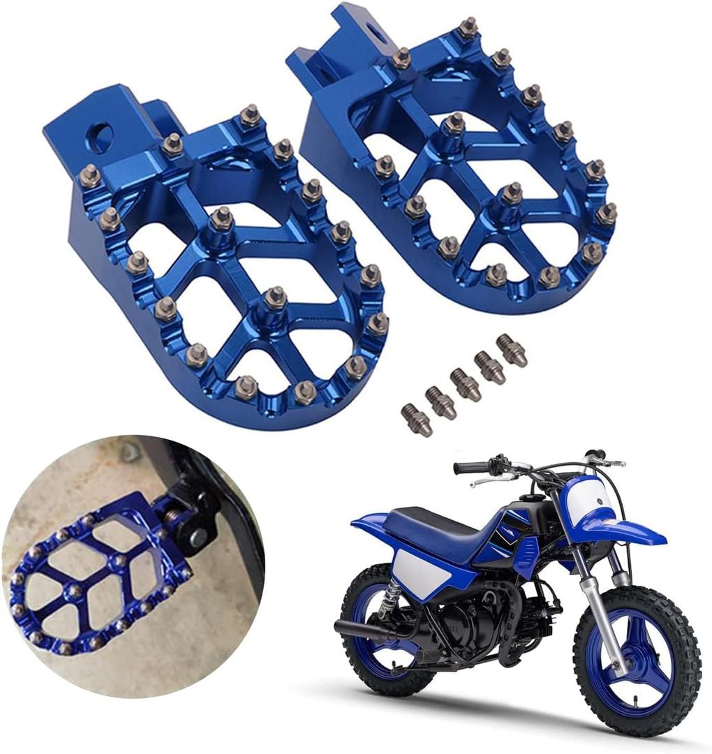 AnXin Motorcycle Foot Pegs Footpeg Pedals FootRest for PW50 1981-2023 PW80 1983-2006 Pit Dirt Bike Blue