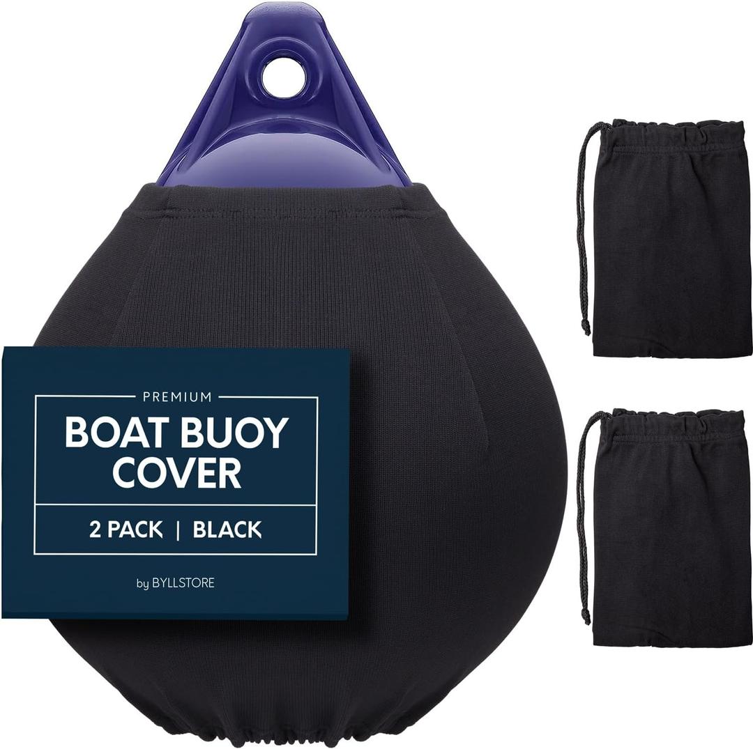 Boat Buoy Covers | 1, 2 & 4-Pack | Black | Diameter x Length: 15 x 19 & 17.5 x 21 | Polyester (2-Pack & 17.5 x 21)