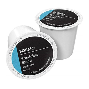 Amazon Brand - Solimo Light Roast Coffee Pods, Breakfast Blend, Compatible with Keurig 2.0 K-Cup Brewers, 100 Count, BB 02/11/2026