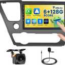 Hikity 6+128G Android 13 Car Stereo for Honda Civic 2013-2017, 9 Inch IPS Touch Screen Radio with Wireless Apple Carplay Android Auto, Bluetooth GPS WiFi 32EQ DSP FM RDS SWC+Mic, AHD Backup Cam