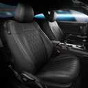 Custom for Ford Mustang Coupe Seat Covers 2015-2025 - Custom-Fit Full Set Faux Leather Car Seat Covers for Mustang Coupe Fastback GT/V6/EcoBoost 2015 2016 2017 2018 2019 2020 2021 2022 2023 2024 2025 (Black - #C006)