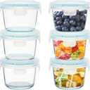 Small Glass Food Containers Set of 6, 5oz Reusable, Airtight, Leakproof Mini Food Storage Containers with Lids