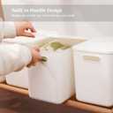 Yishyfier Plastic Storage Baskets Bins Boxes With Lids, Organizing Container White Storage Organizer Bins For Shelves Drawers Desktop Playroom Classroom Office, 4-Pack