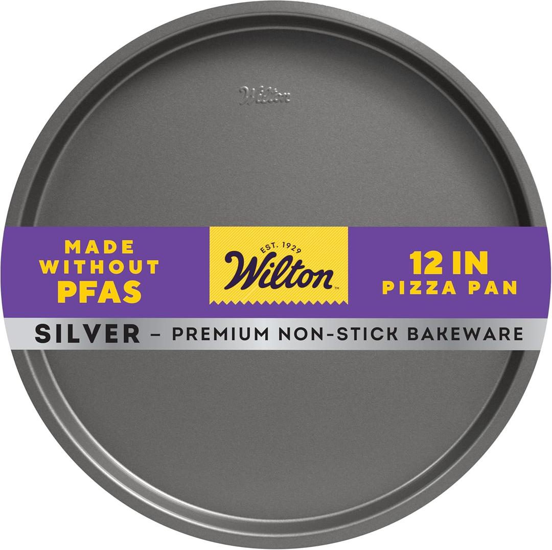 Wilton Silver Non Stick 12 in. Pizza Pan, Stainless Steel Bakeware, Made without PFAS