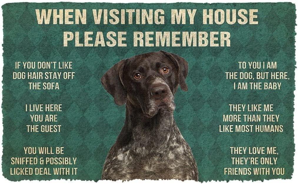 Door Mats Indoor Front Please Remember German Shorthaired Pointers Dog's House Rules Doormat House Warming Gifts New Home Decor 18x30 Inch (Mat010)