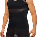 TAILONG Mens Shapewear Tummy Control Full Body Shaper Sleeveless Compression Shirt Men Bodysuit Fajas Para Hombres (Medium, Black)
