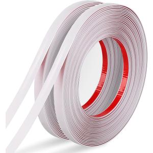 White Trim Peel and Stick 0.4'' W 394''L Total Strip Tape, 2 Rolls Self-Adhesive Molding Trim Tape for Mirror Frame Border Walls Cabinet Tile Decorative