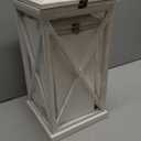 Glitzhome Modern Farmhouse Wooden Lantern Hanging Decorative Candle Lantern for Outdoor & Indoor Wash White Set of 2 (No Glass)